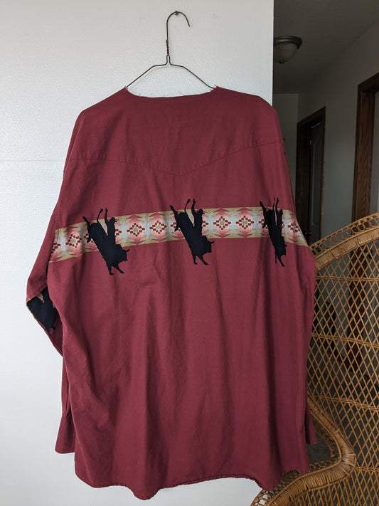 1990s bull riding pearl snap Western Shirt Rad Bonnie's Vintage