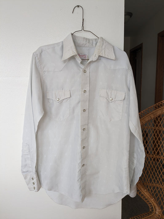 1970s white pearl snap Western Shirt Rad Bonnie's Vintage
