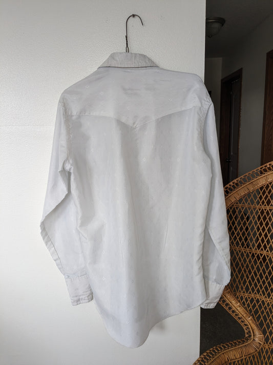 1970s white pearl snap Western Shirt Rad Bonnie's Vintage