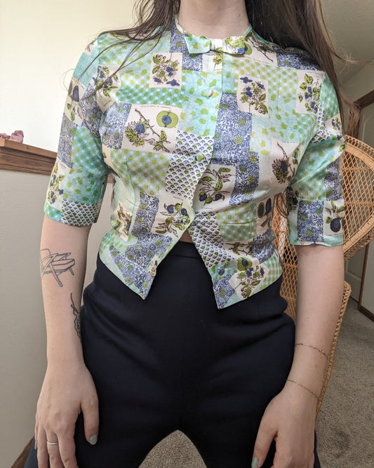 1960s silk fruit top Top Rad Bonnie's Vintage