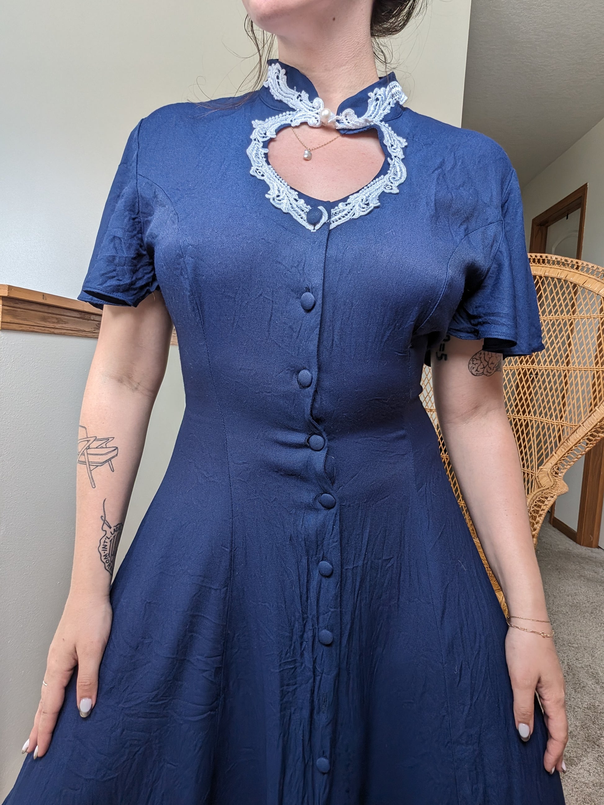 1990s navy keyhole dress Dress Rad Bonnie's Vintage