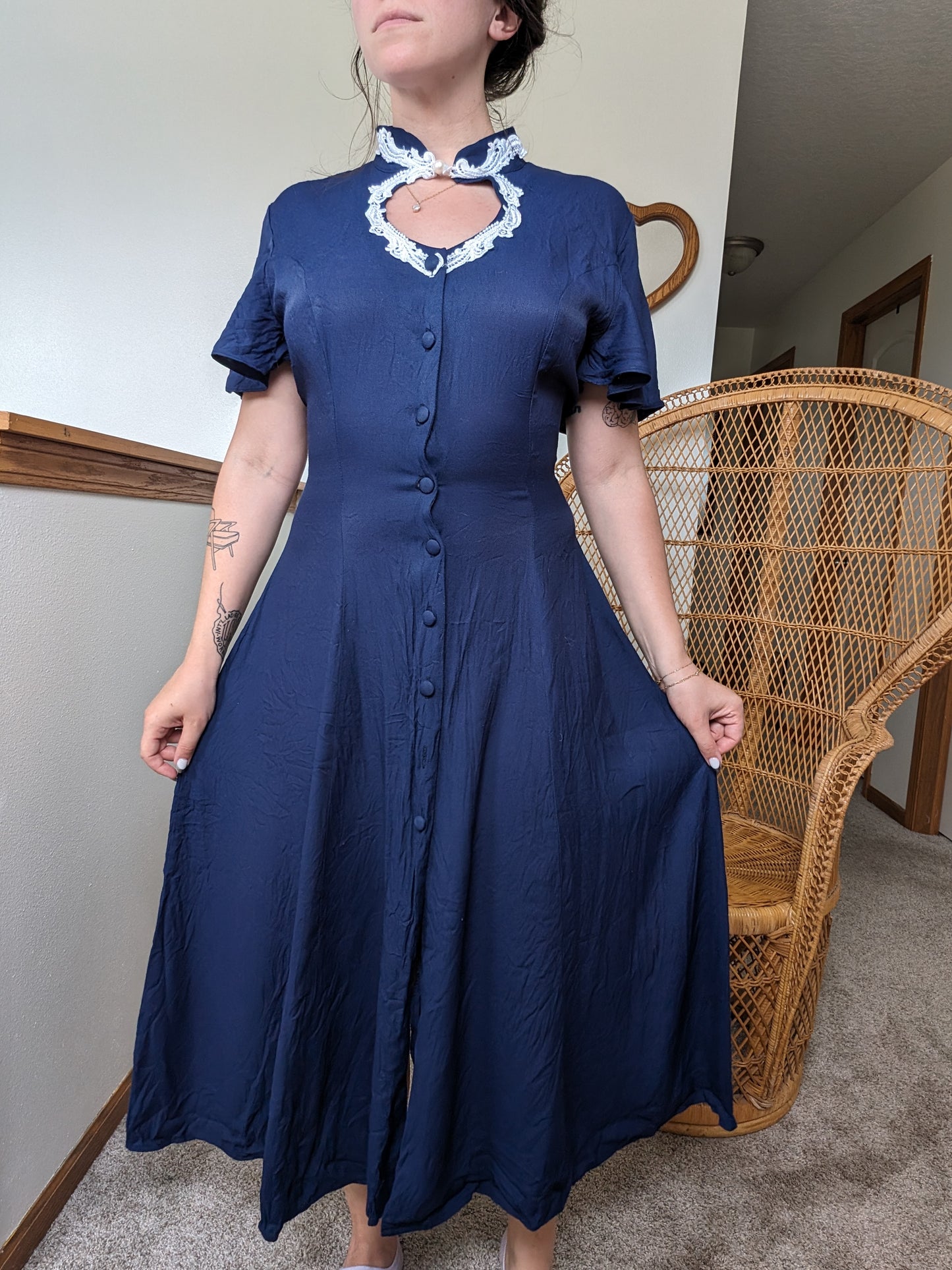 1990s navy keyhole dress Dress Rad Bonnie's Vintage