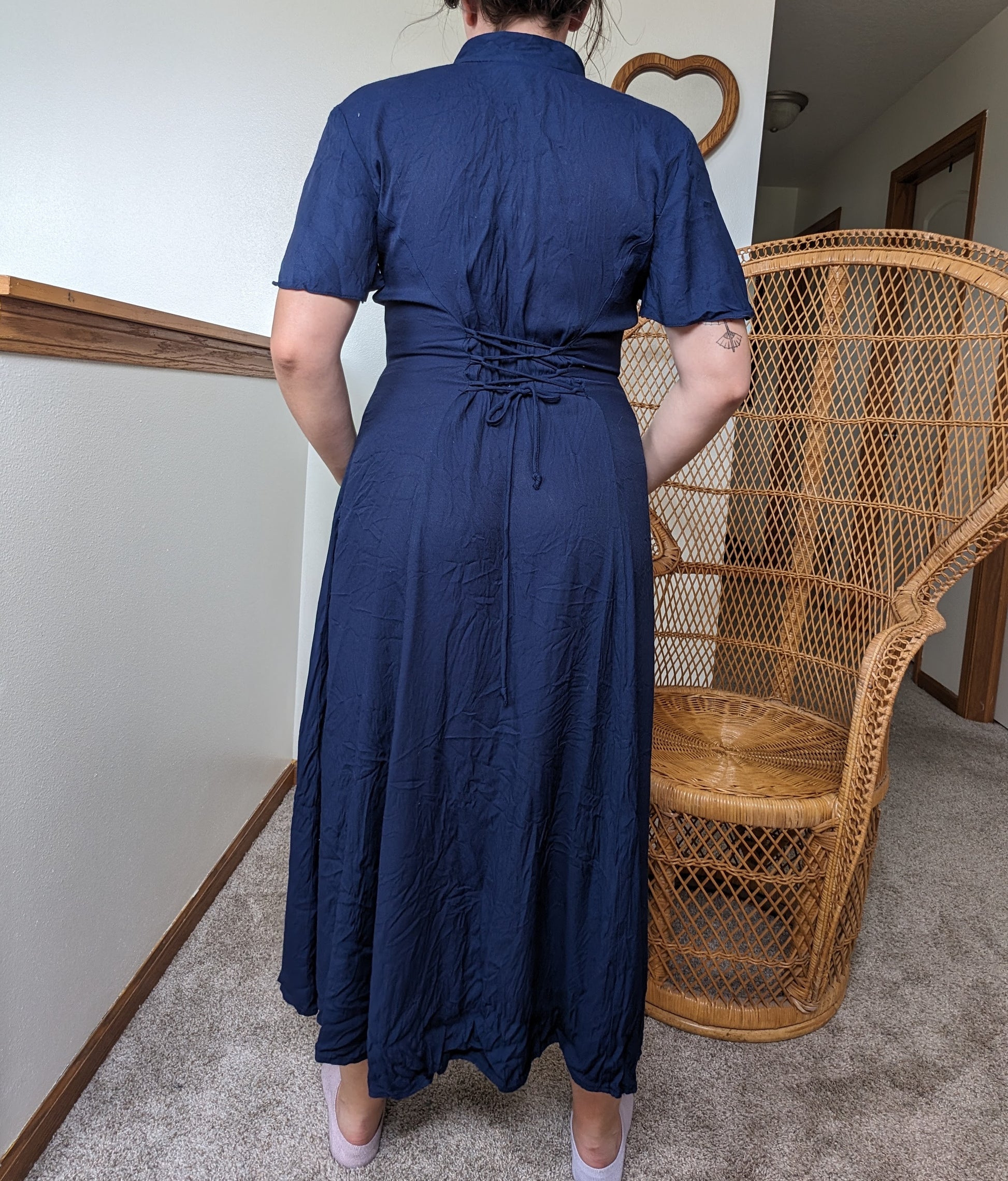 1990s navy keyhole dress Dress Rad Bonnie's Vintage