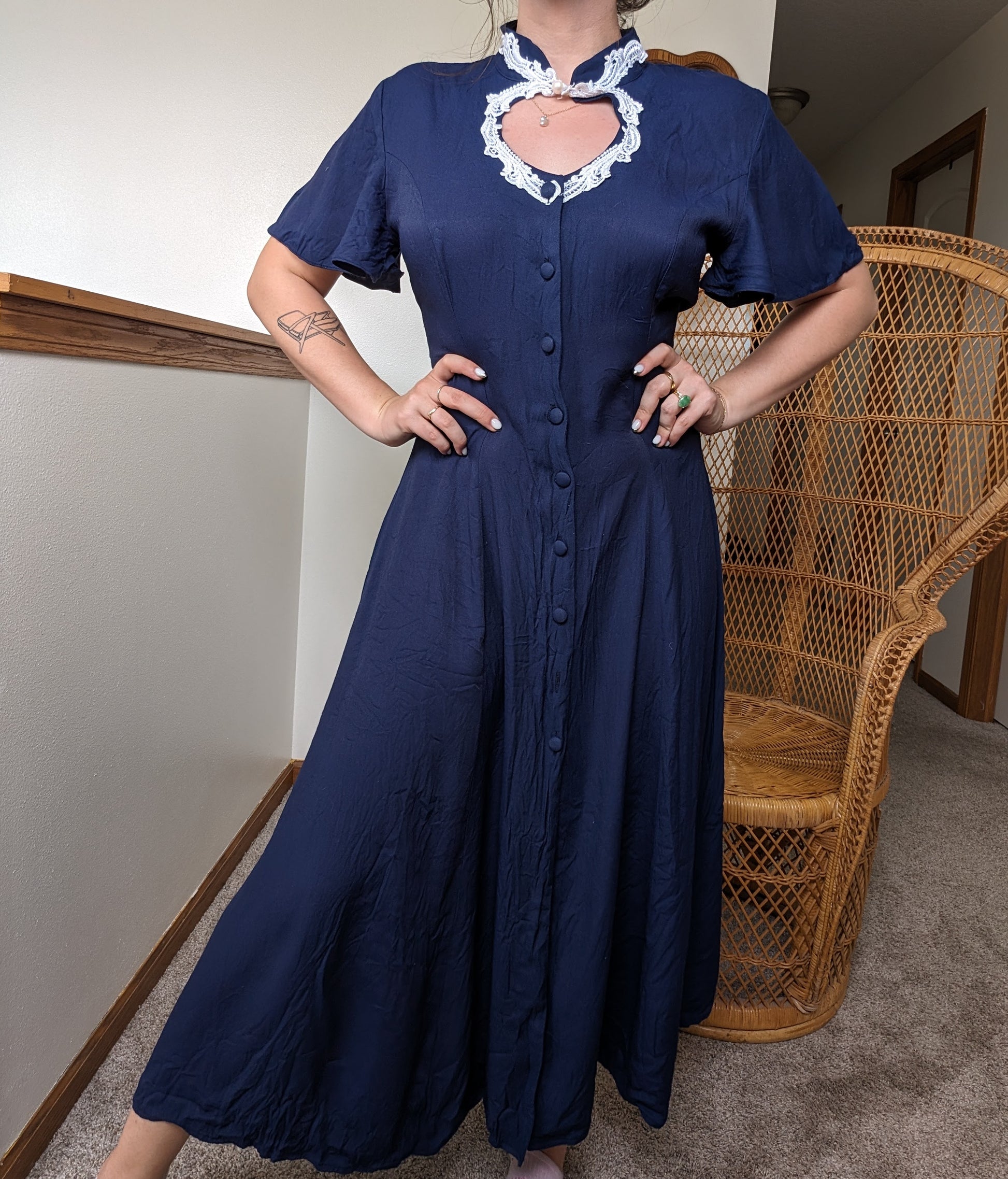 1990s navy keyhole dress Dress Rad Bonnie's Vintage