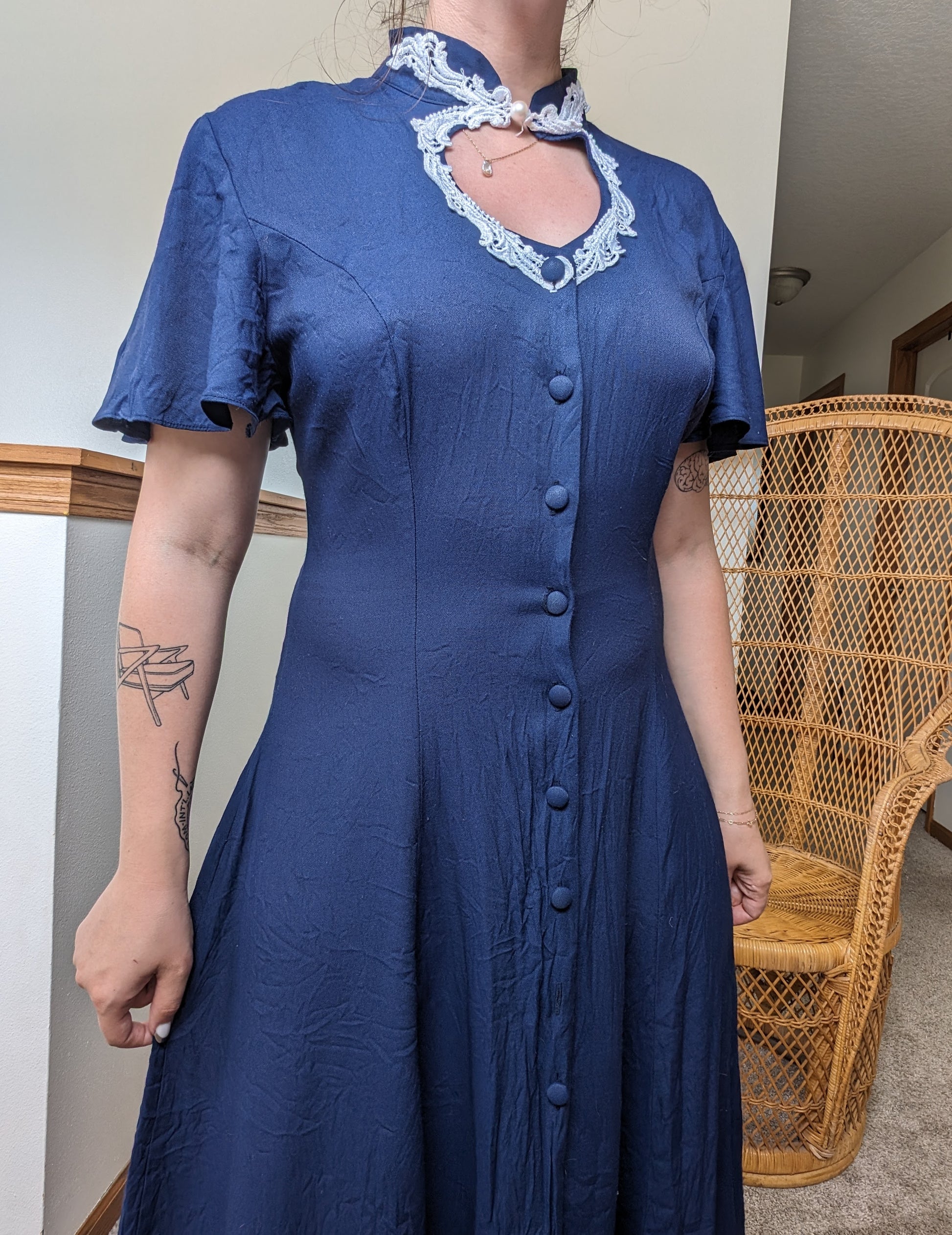 1990s navy keyhole dress Dress Rad Bonnie's Vintage