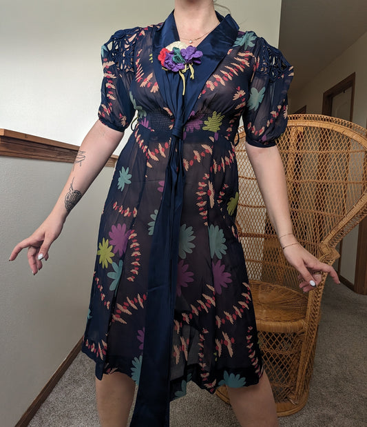 1930s sheer floral dress Dress Rad Bonnie's Vintage