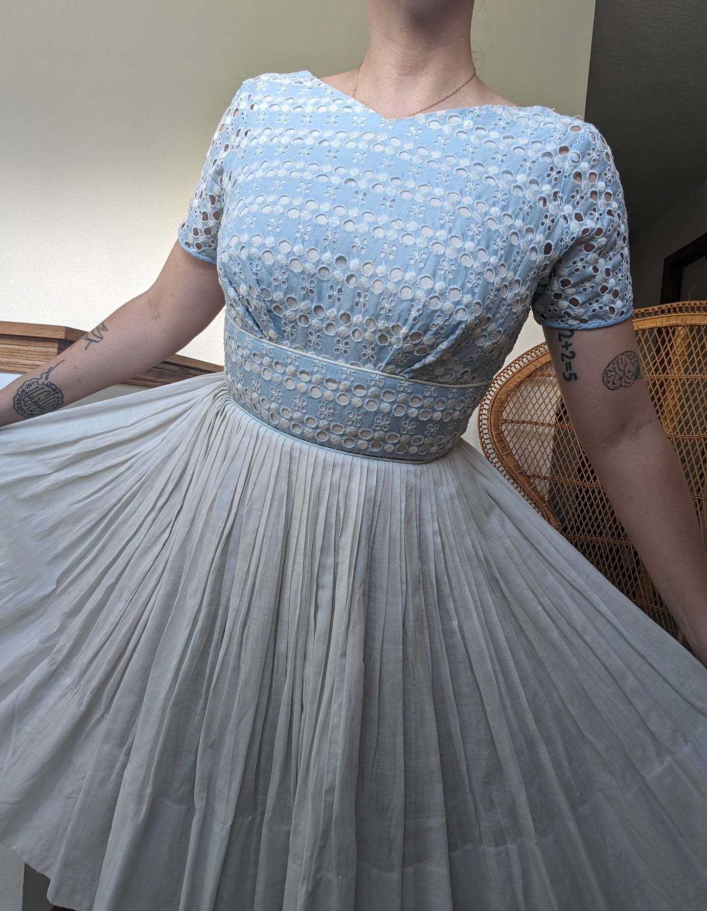 1950s open back dress