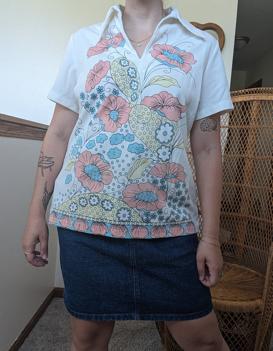 1970s floral top Top Rad Bonnie's Vintage
