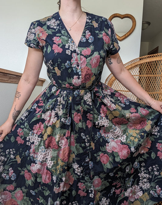 1980s moody floral dress Dress Rad Bonnie's Vintage