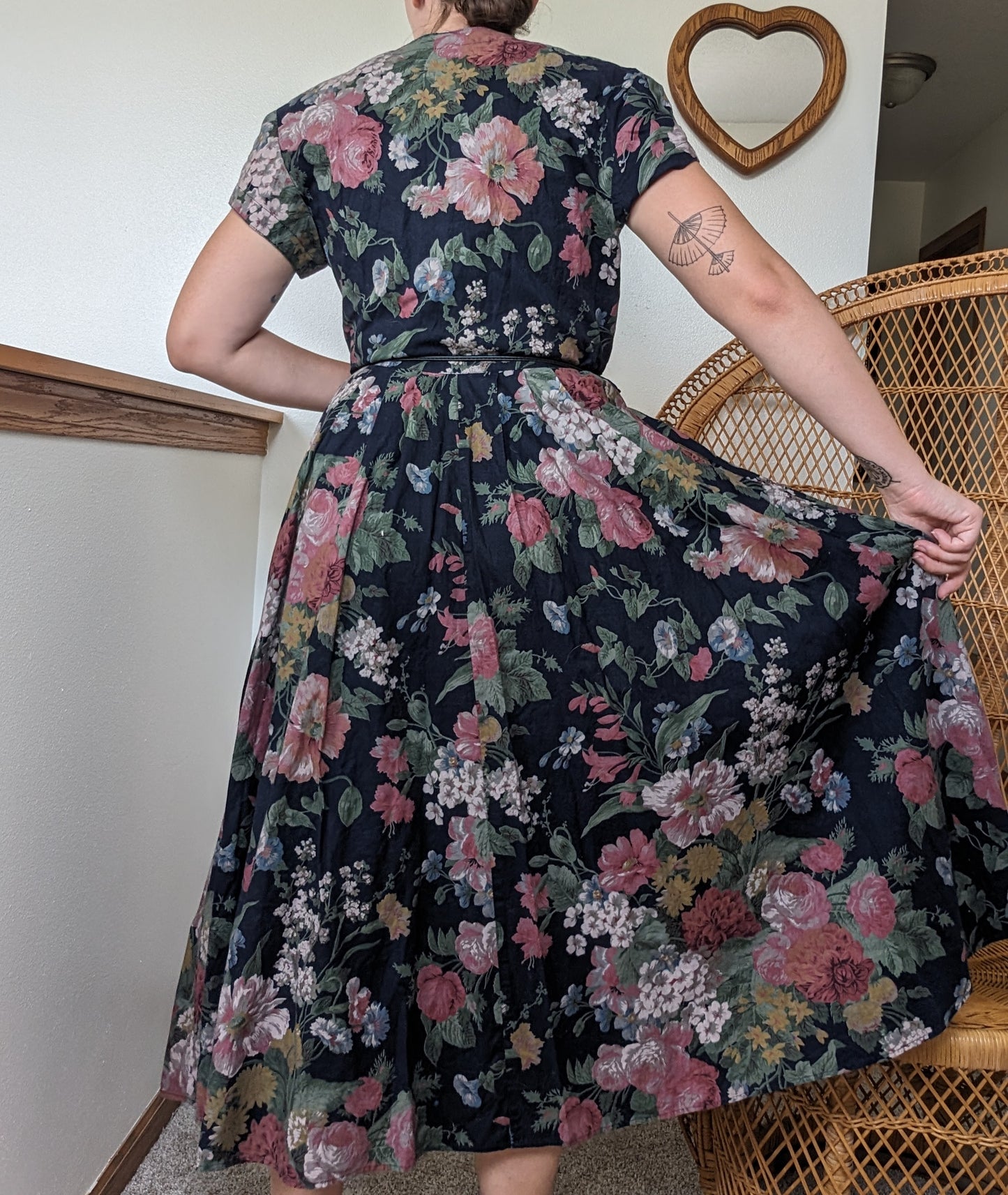 1980s moody floral dress