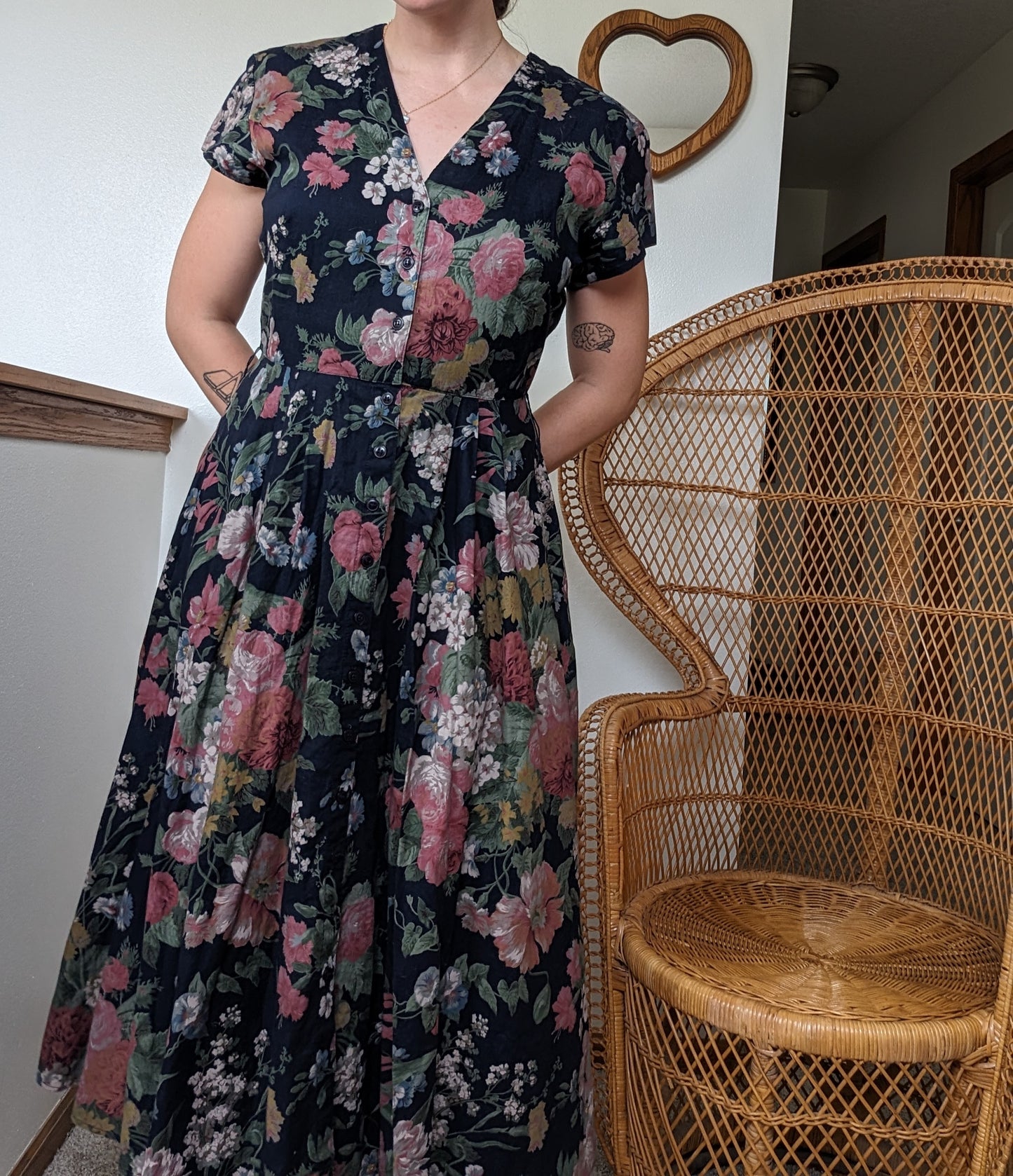 1980s moody floral dress