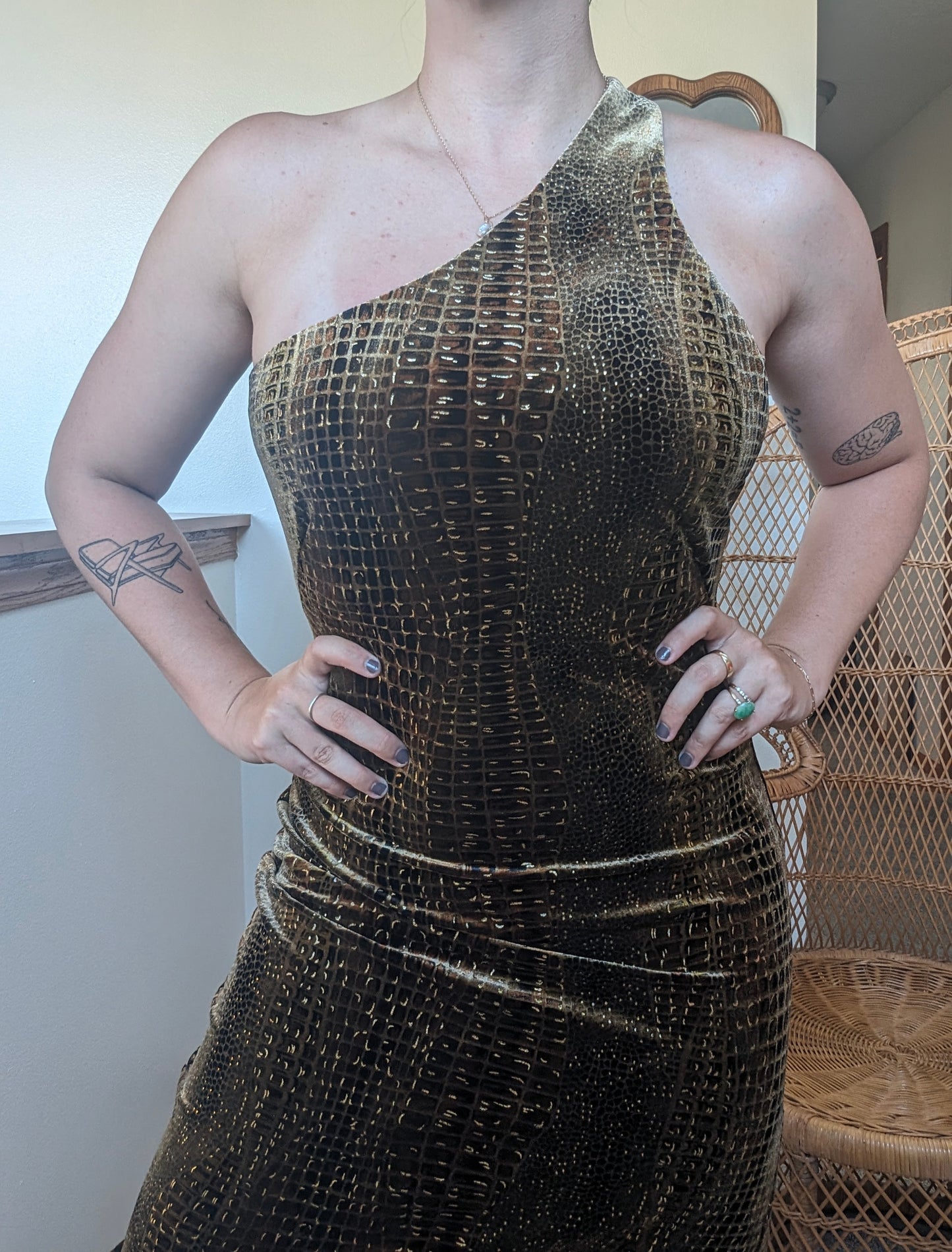 1990s Cache leopard velvet dress