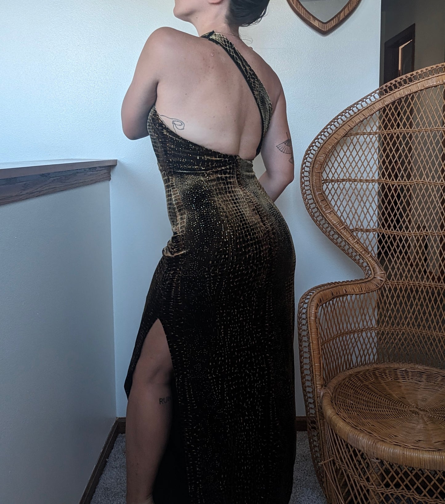 1990s Cache leopard velvet dress