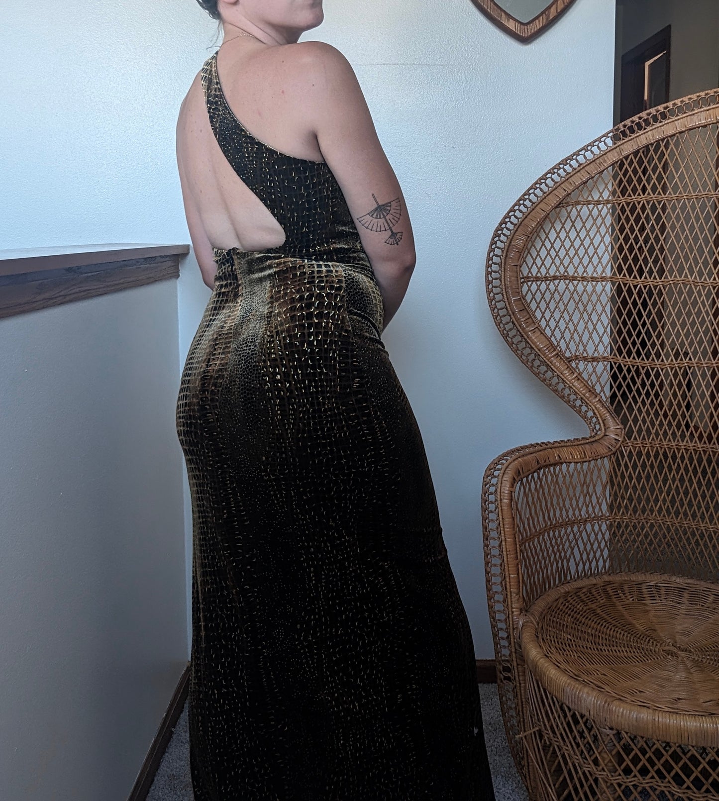 1990s Cache leopard velvet dress