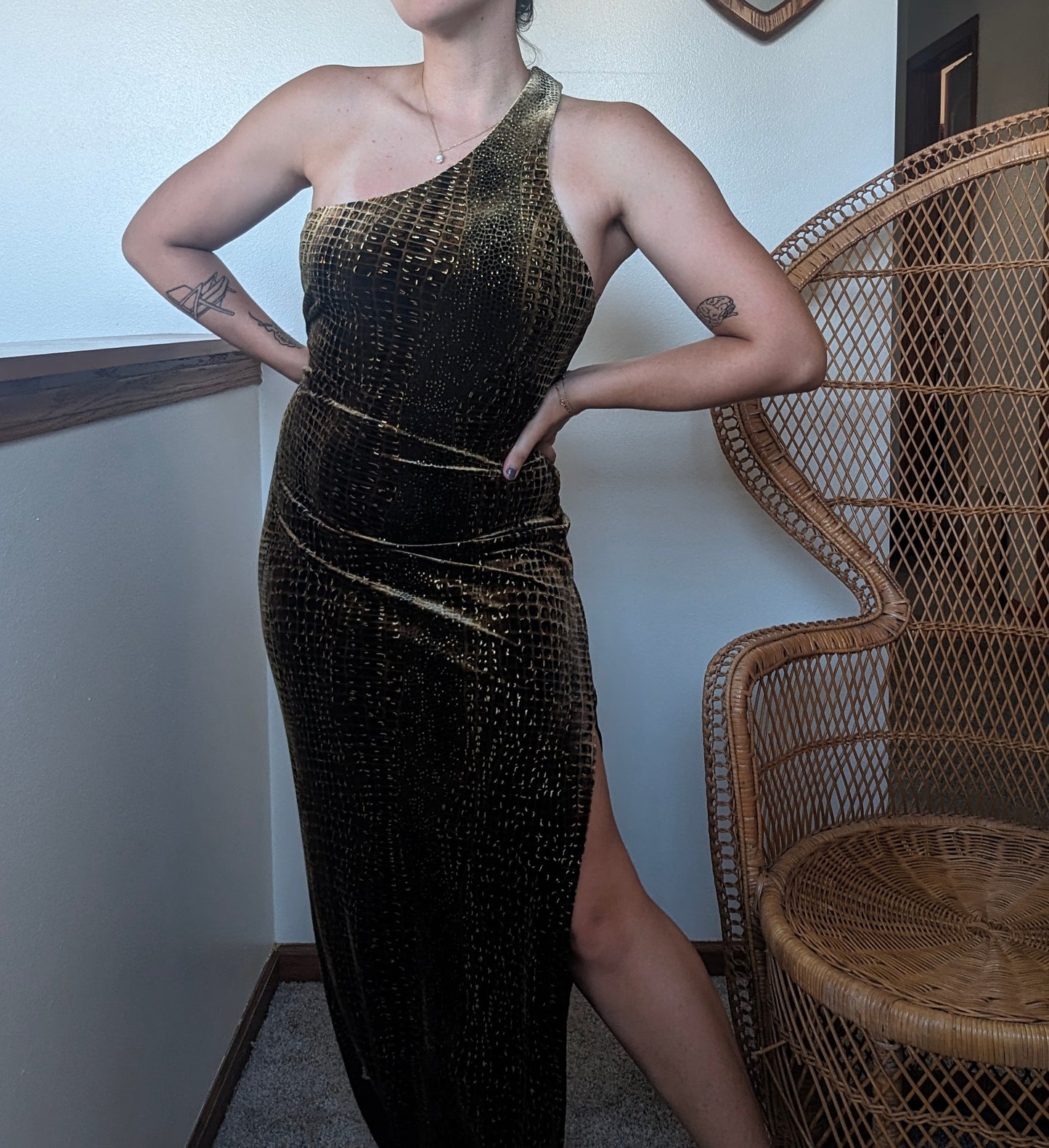 1990s Cache leopard velvet dress