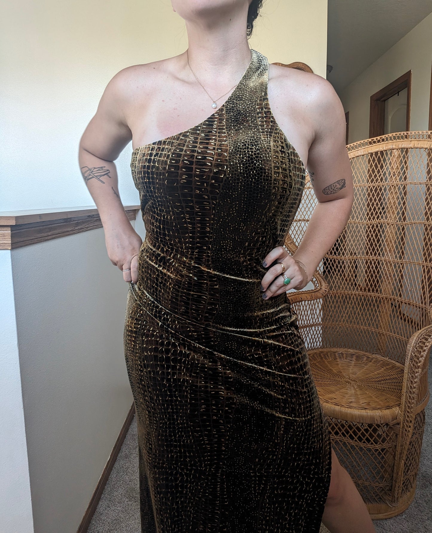 1990s Cache leopard velvet dress