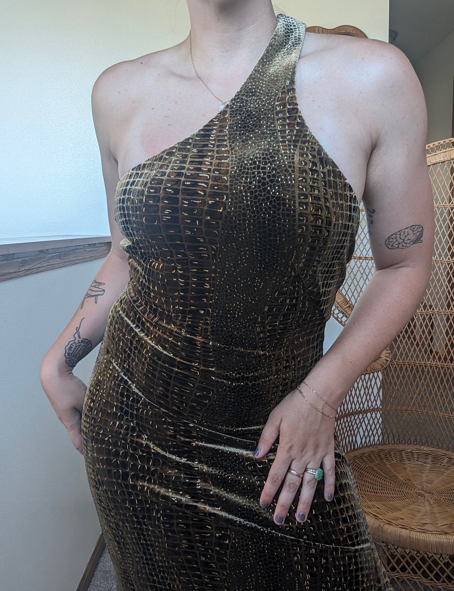 1990s Cache leopard velvet dress
