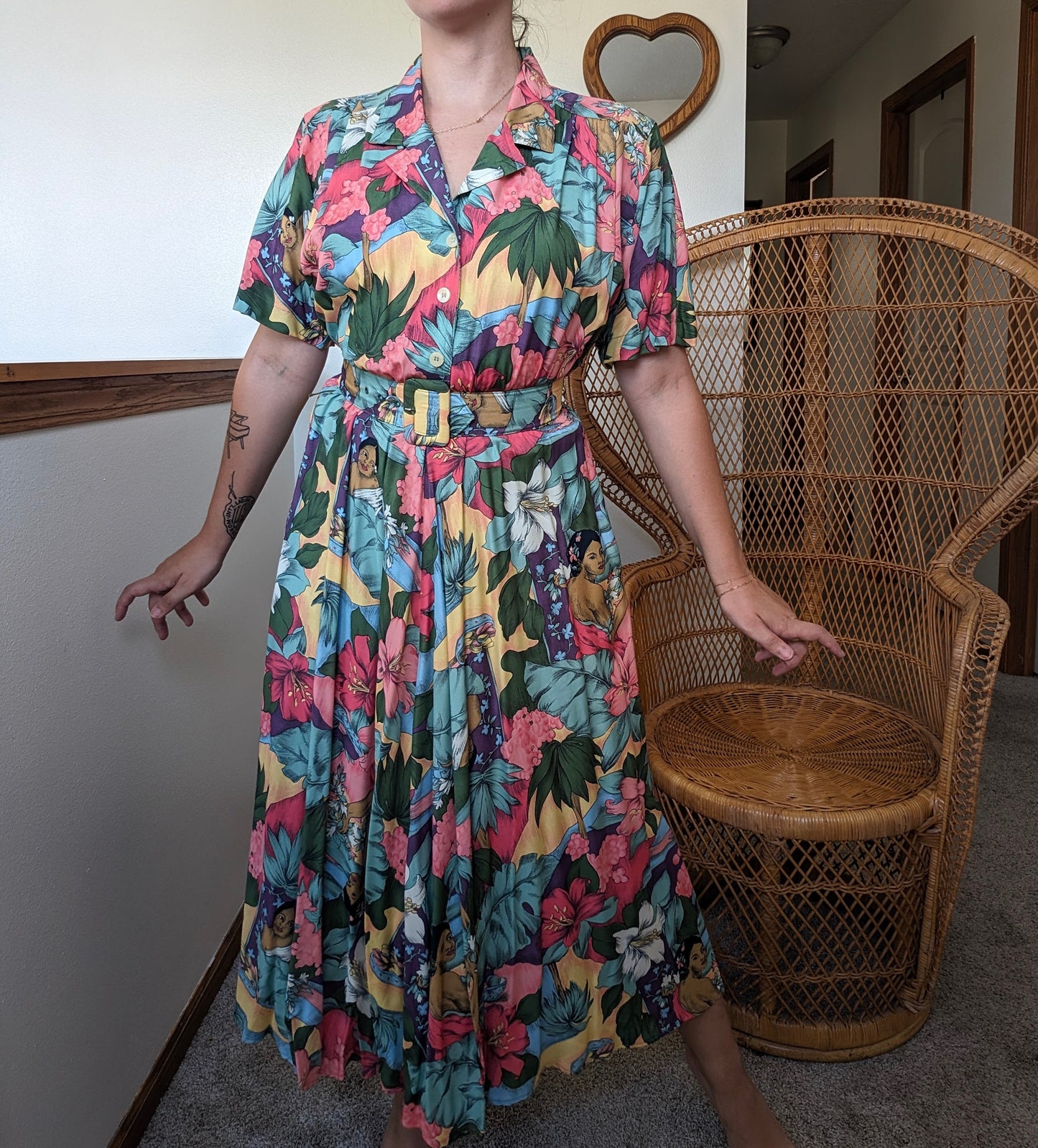 1980s does 40s tropical dress