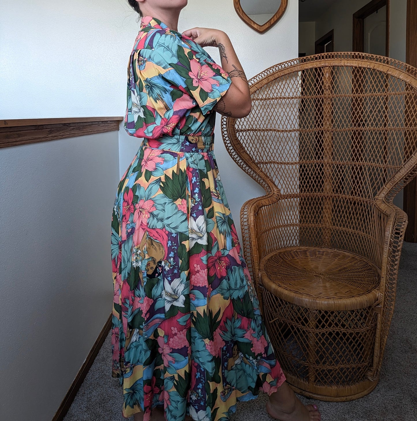1980s does 40s tropical dress