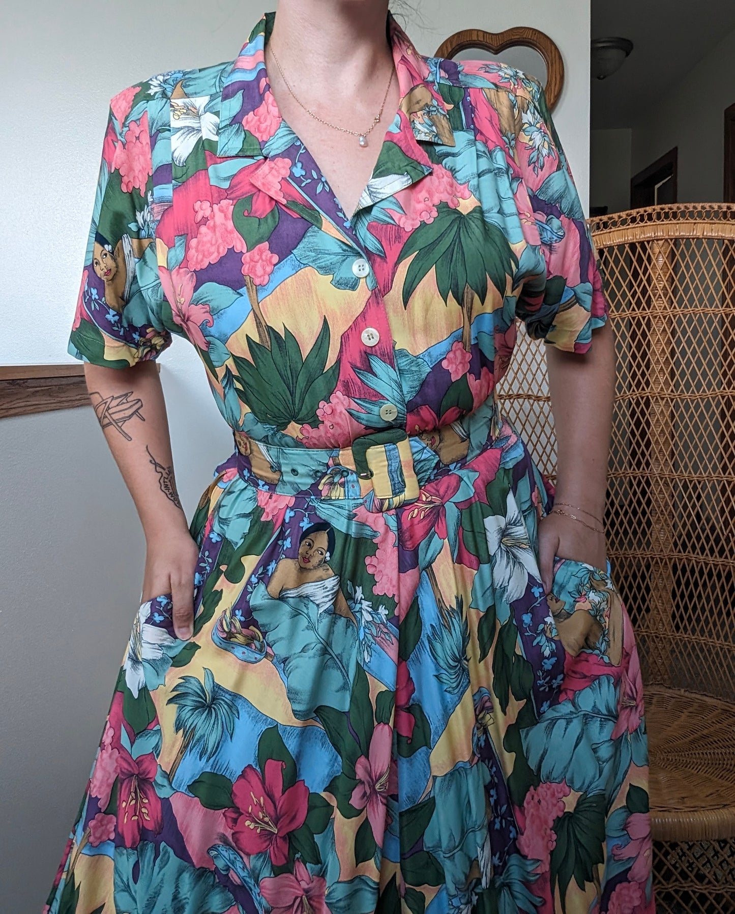 1980s does 40s tropical dress