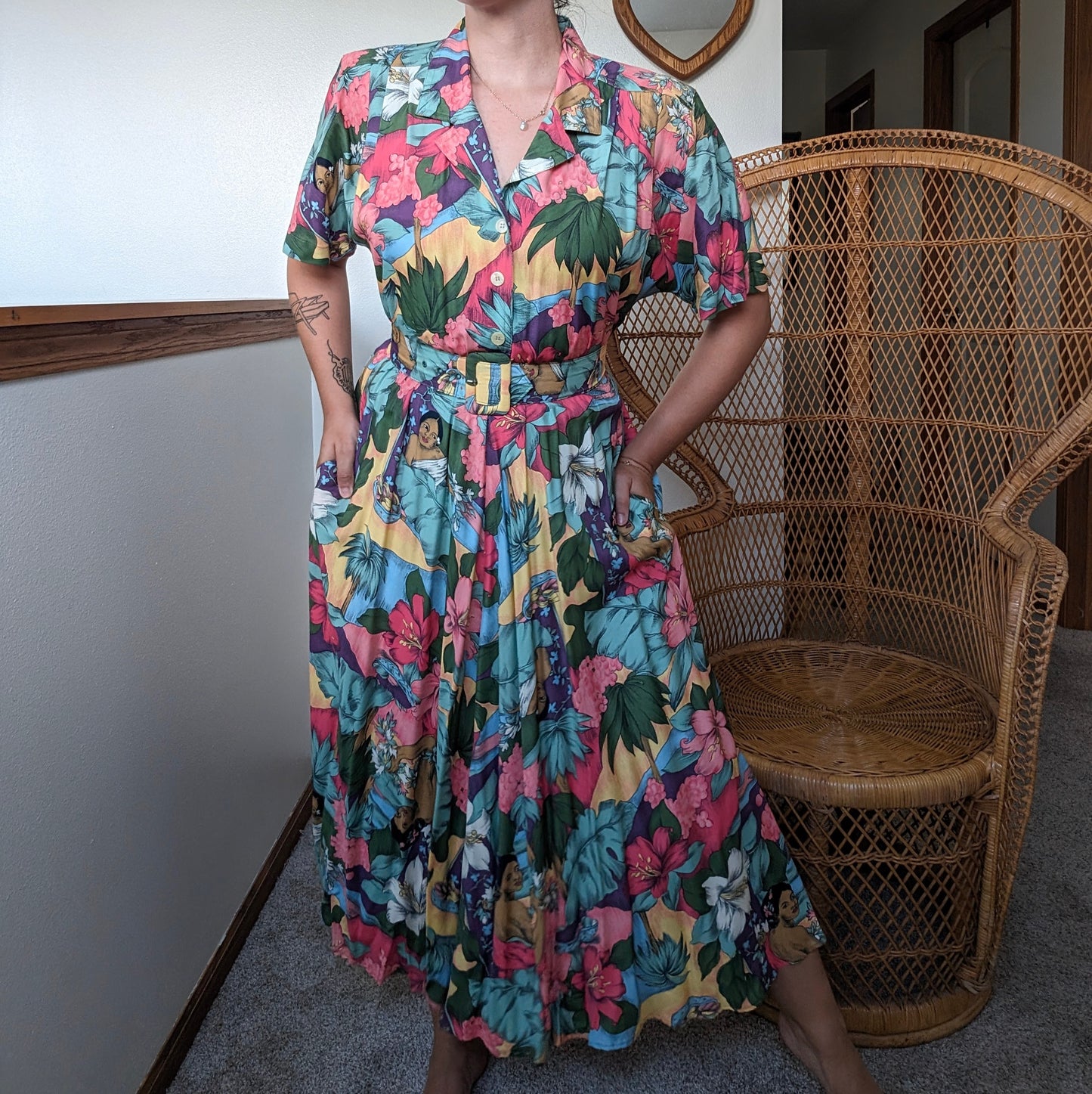 1980s does 40s tropical dress