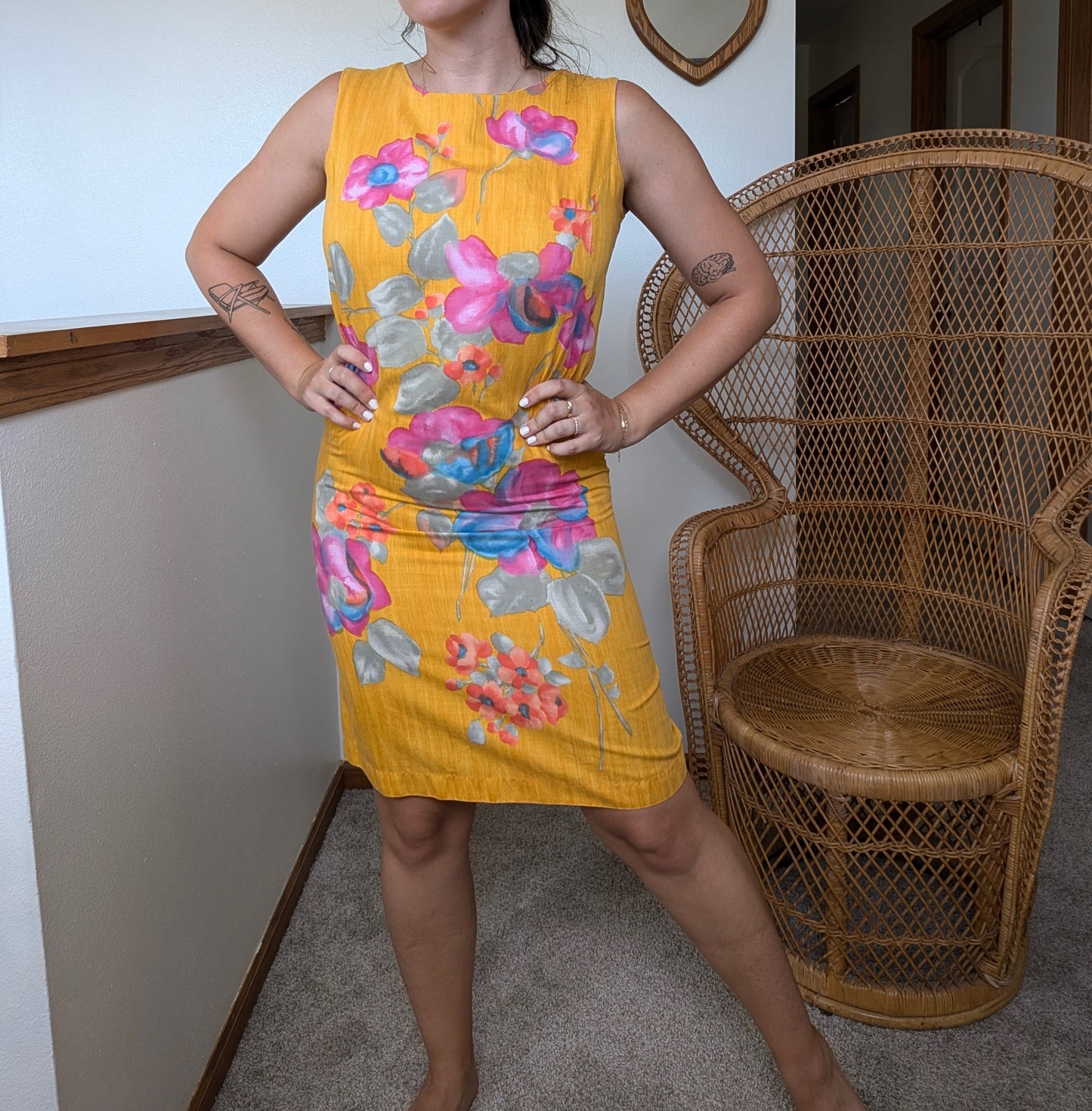 1990s tropical shift dress