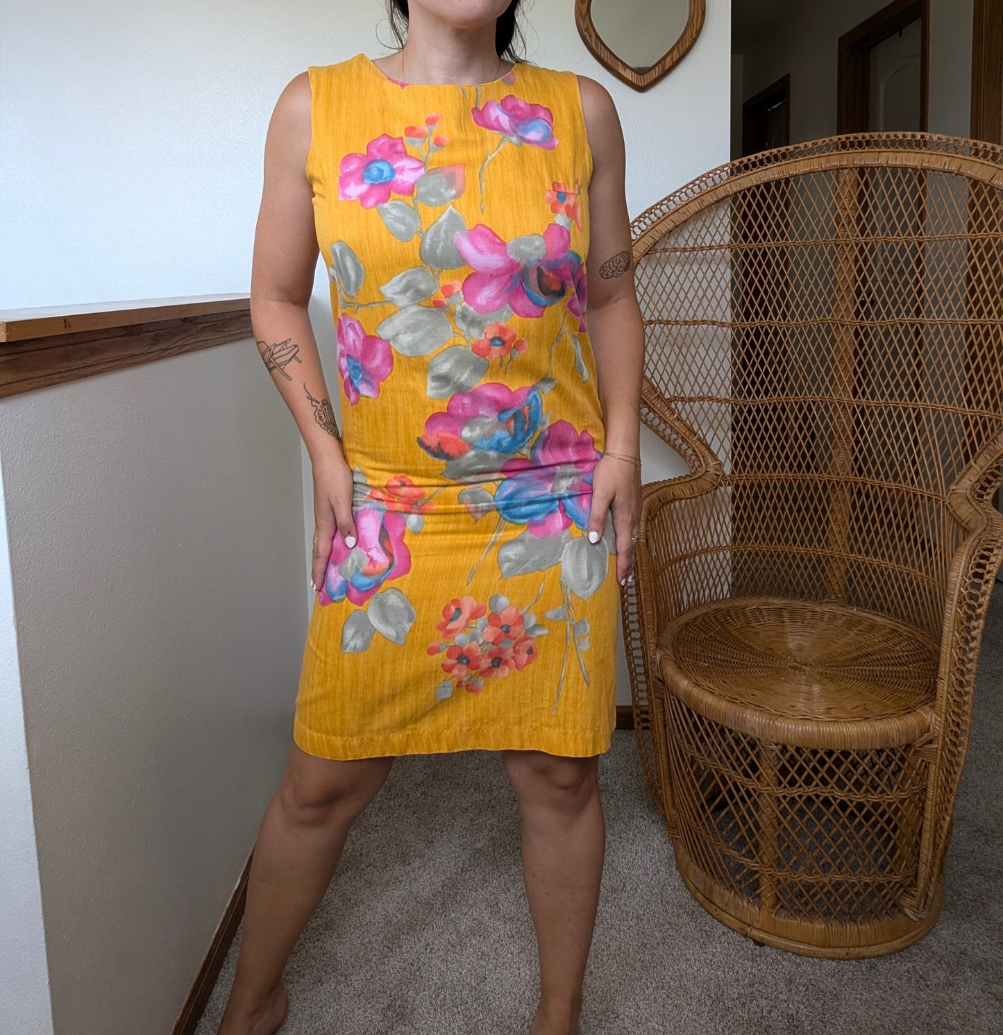 1990s tropical shift dress