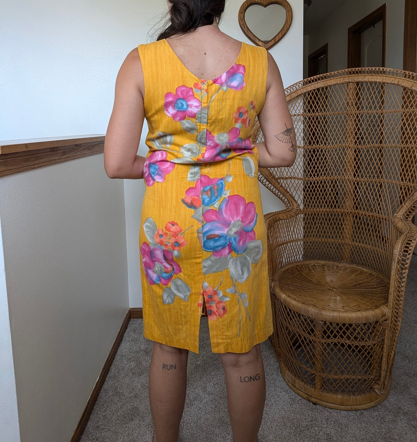 1990s tropical shift dress