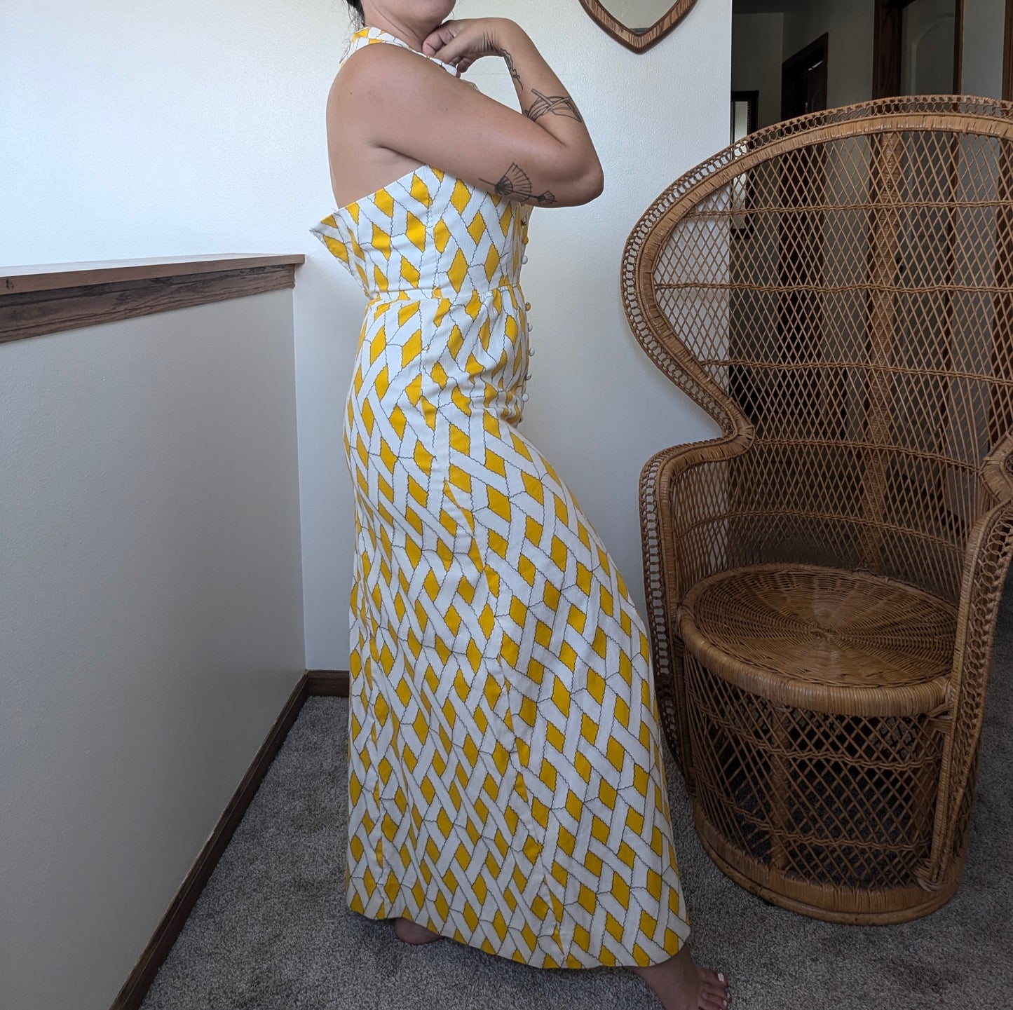1970s lattice halter dress