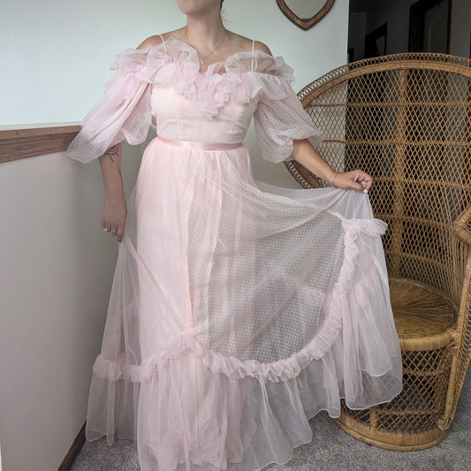 1980s dramatic pink gown Dress Rad Bonnie's Vintage