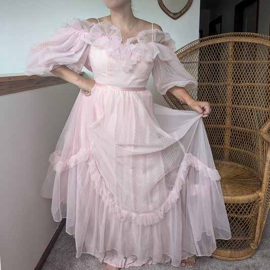 1980s dramatic pink gown Dress Rad Bonnie's Vintage