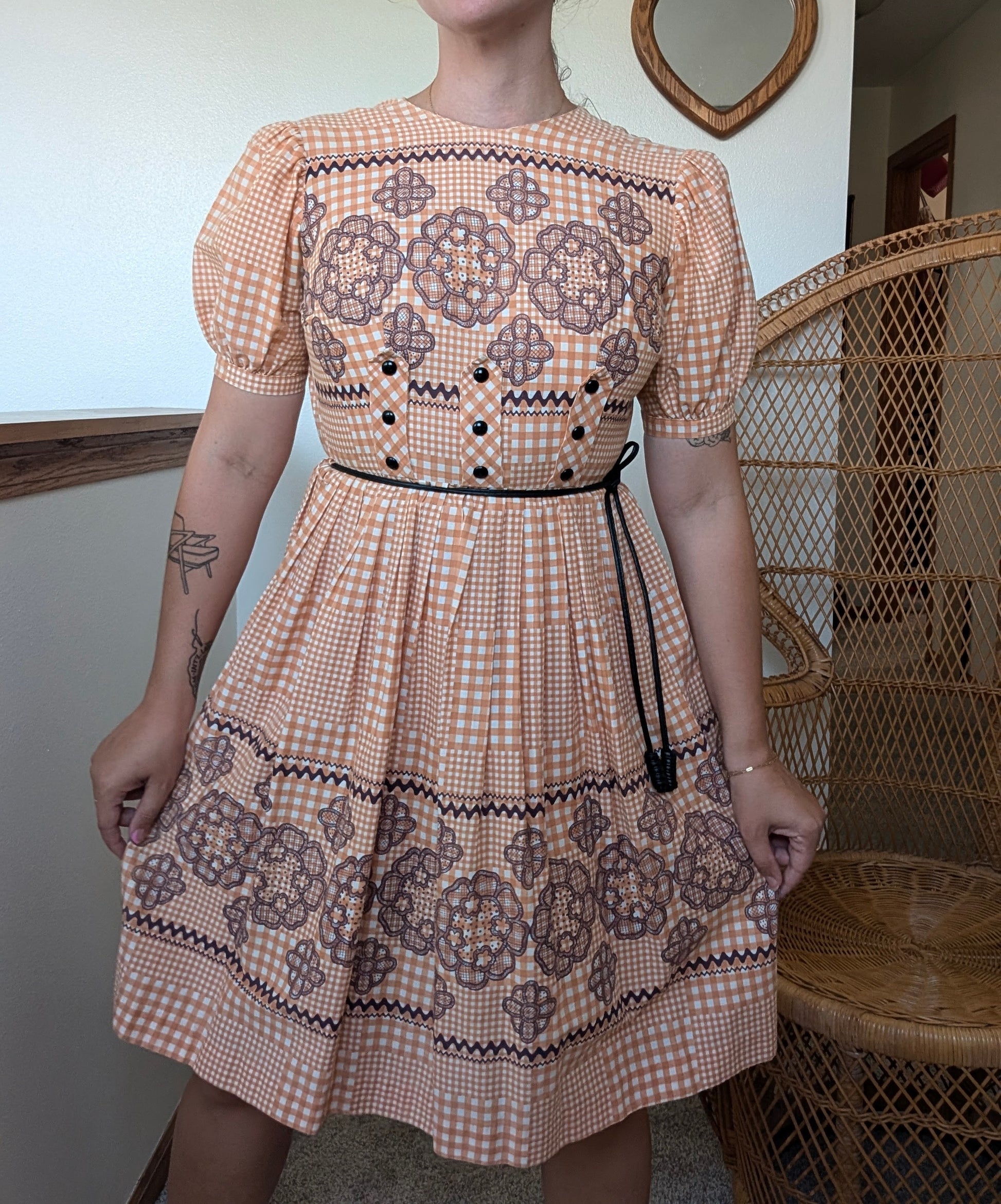 1950s orange gingham dress Dress Rad Bonnie's Vintage