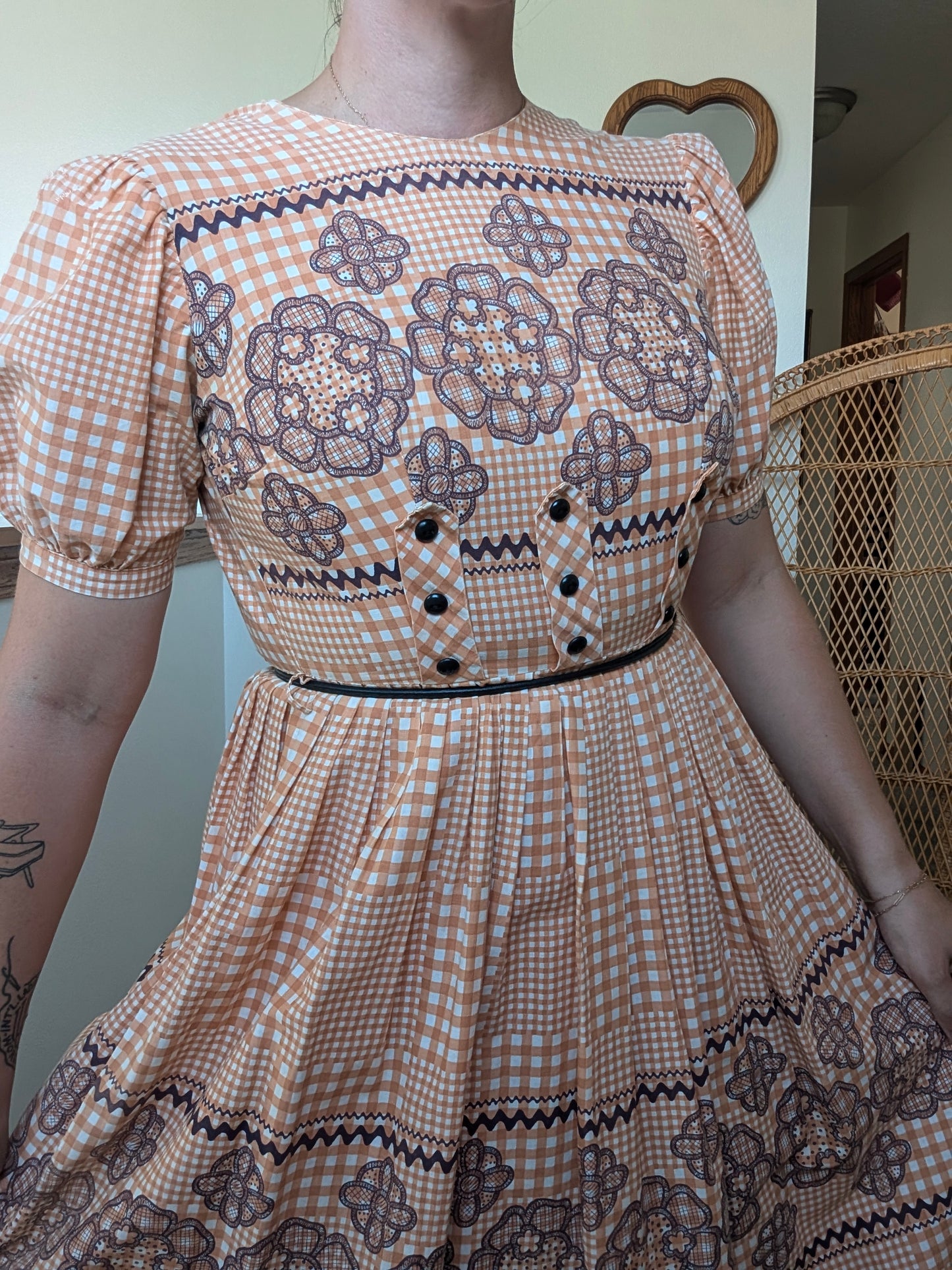 1950s orange gingham dress Dress Rad Bonnie's Vintage