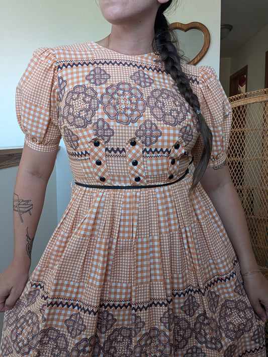 1950s orange gingham dress Dress Rad Bonnie's Vintage