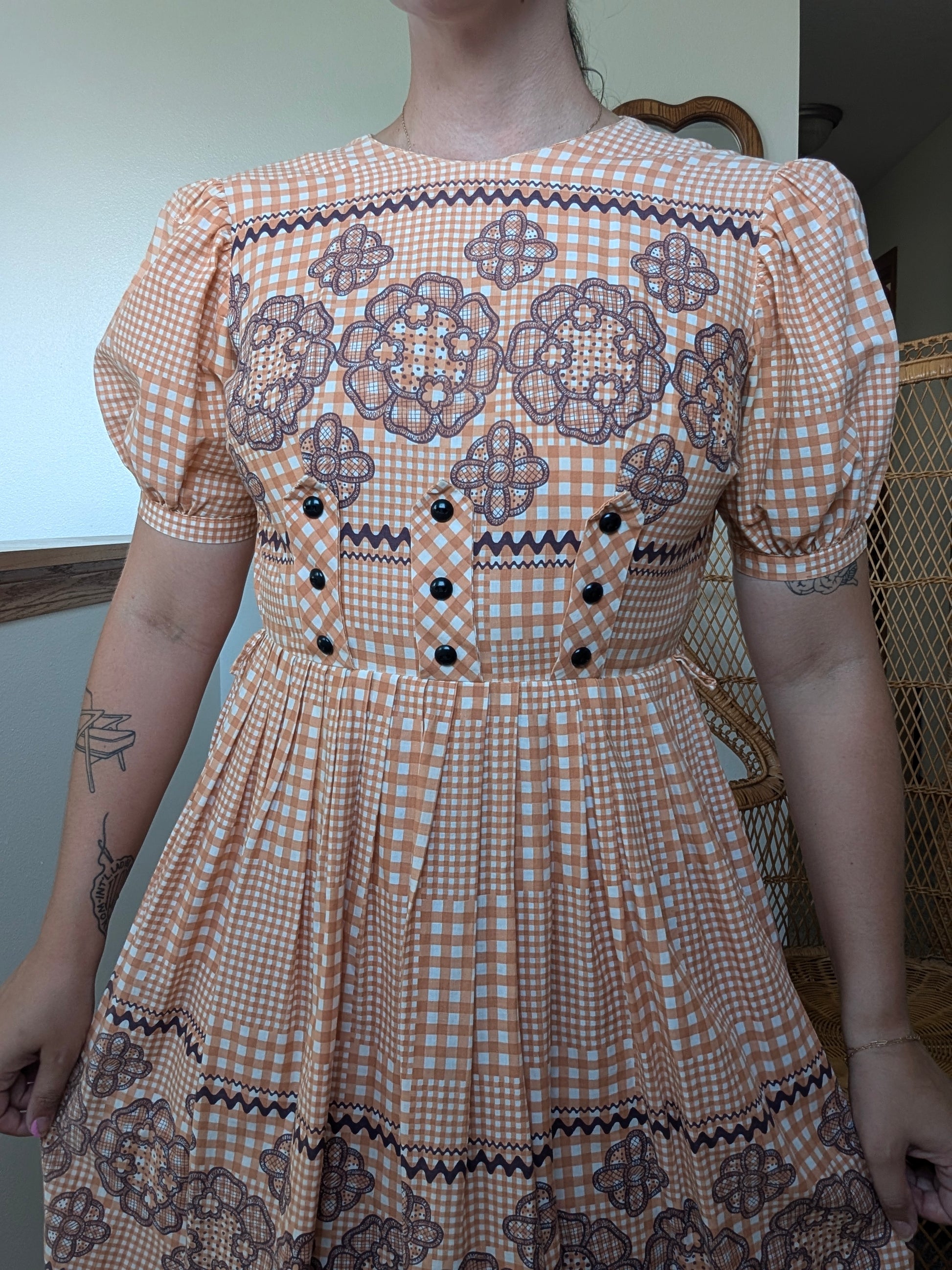 1950s orange gingham dress Dress Rad Bonnie's Vintage