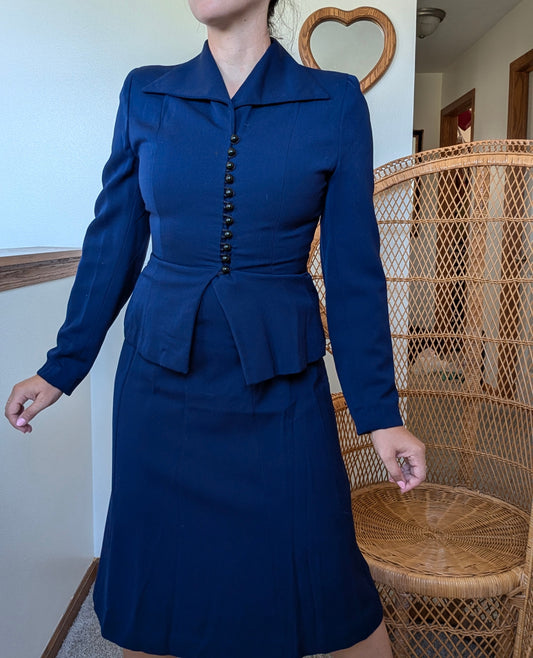 1940s navy skirt suit Suit Rad Bonnie's Vintage