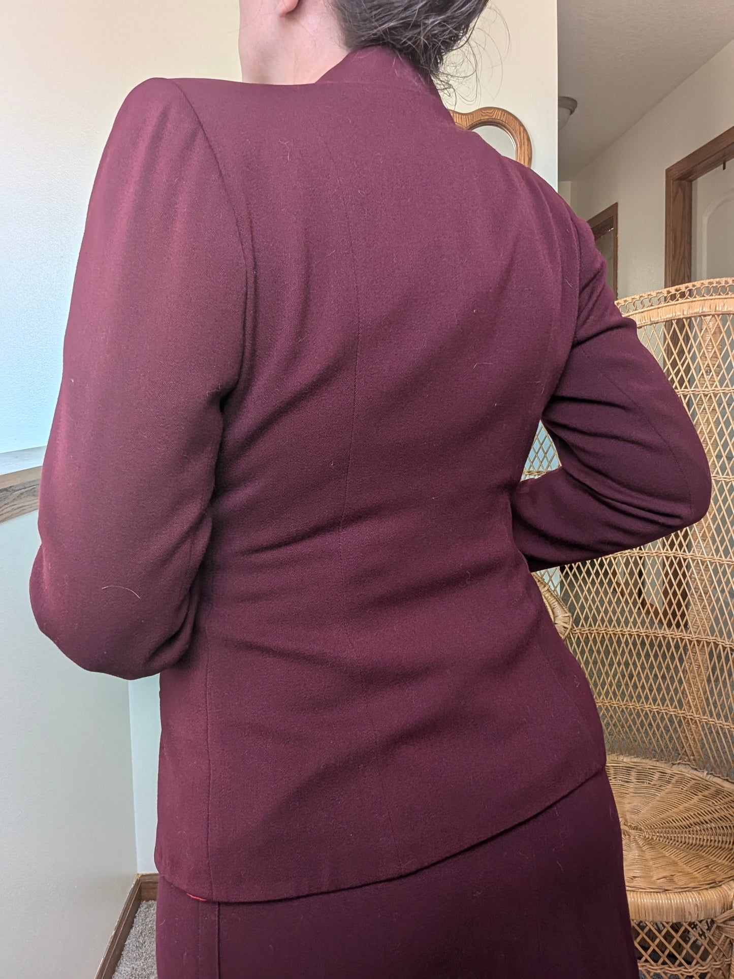 1940s burgundy skirt suit Suit Rad Bonnie's Vintage
