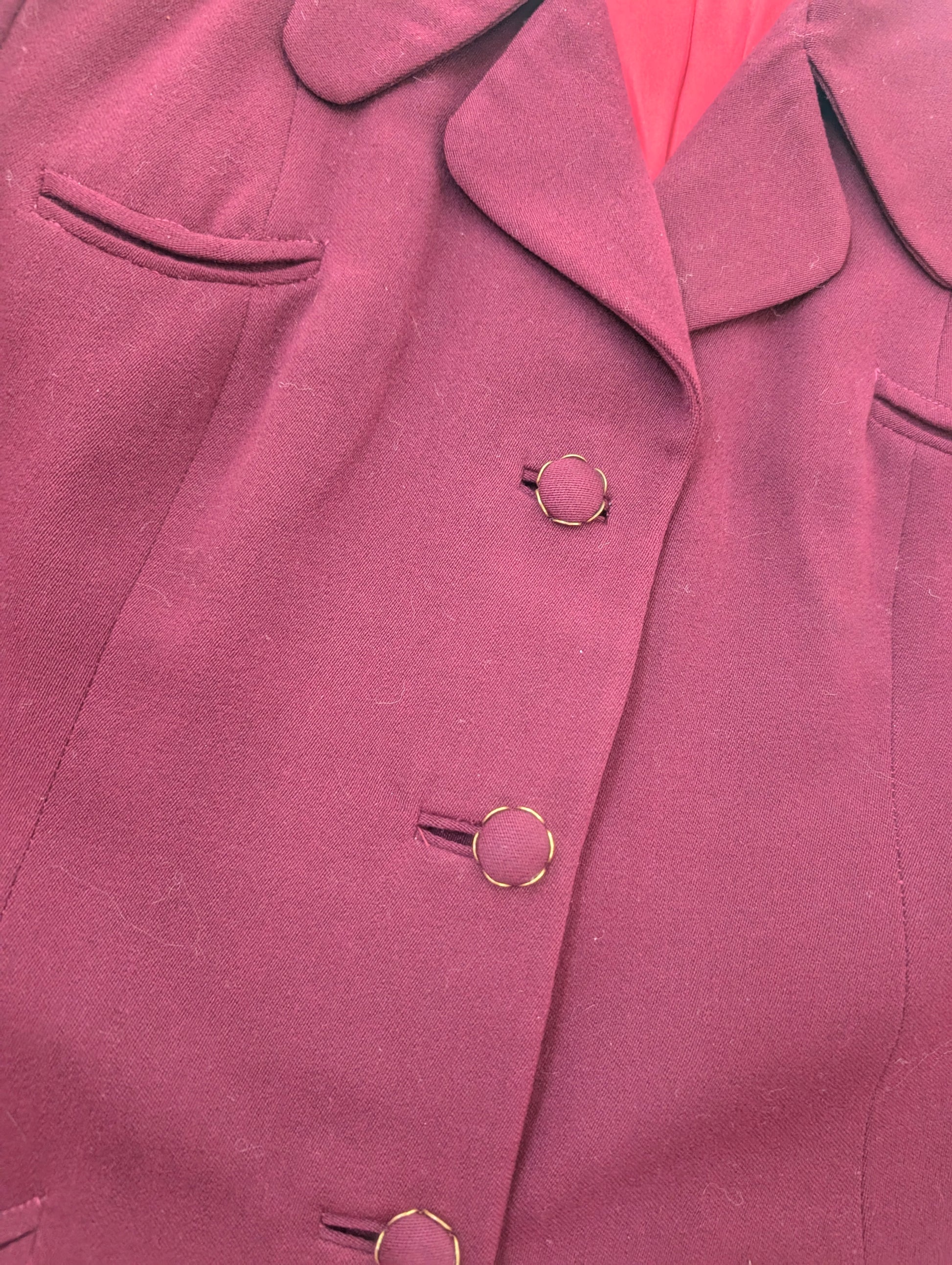 1940s burgundy skirt suit Suit Rad Bonnie's Vintage