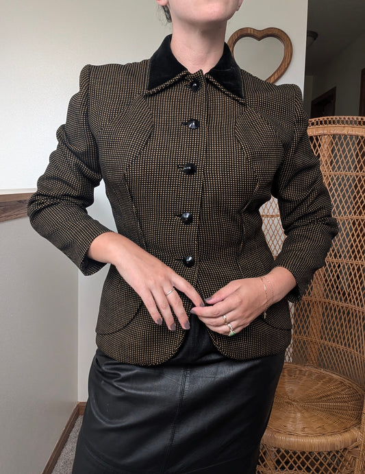 1940s black & gold blazer Jacket Rad Bonnie's Vintage