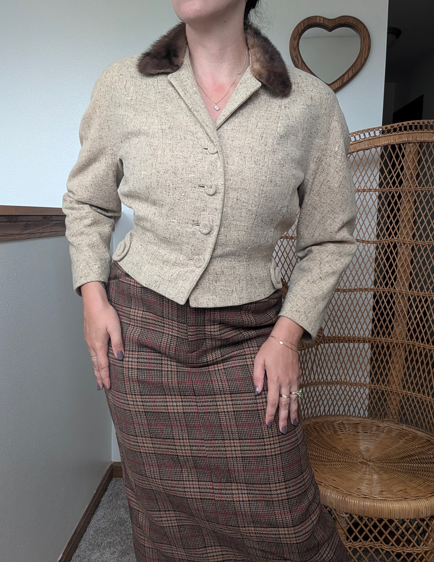 1950s wool blazer with fur collar Jacket Rad Bonnie's Vintage