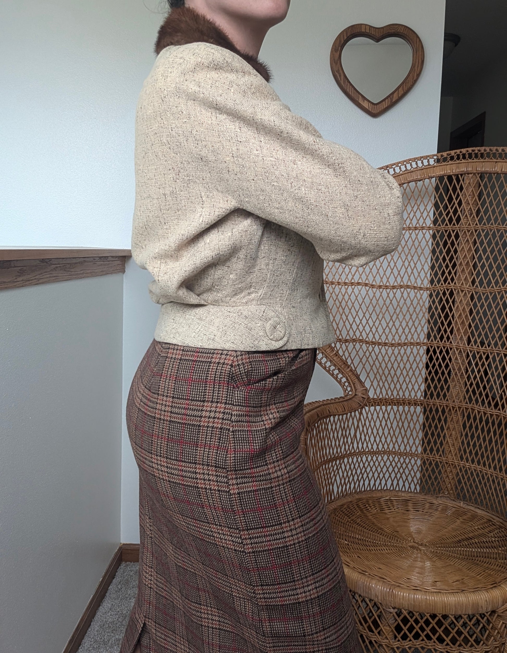 1950s wool blazer with fur collar Jacket Rad Bonnie's Vintage