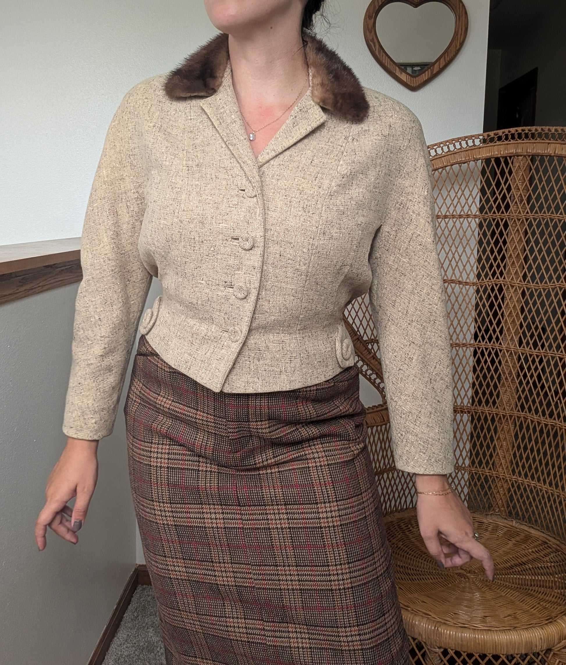1950s wool blazer with fur collar Jacket Rad Bonnie's Vintage