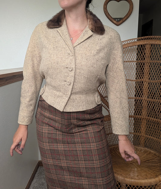 1950s wool blazer with fur collar Jacket Rad Bonnie's Vintage