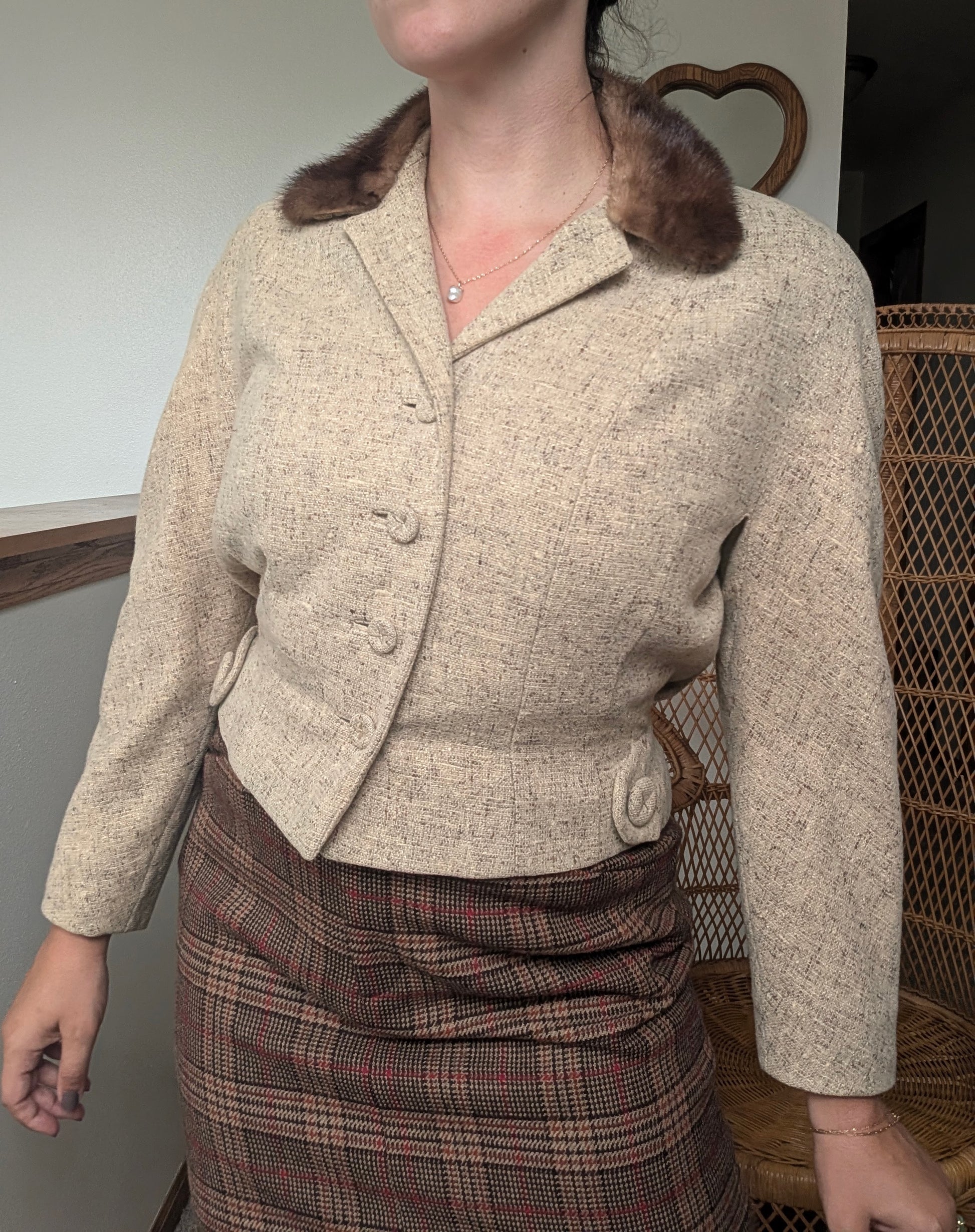 1950s wool blazer with fur collar Jacket Rad Bonnie's Vintage