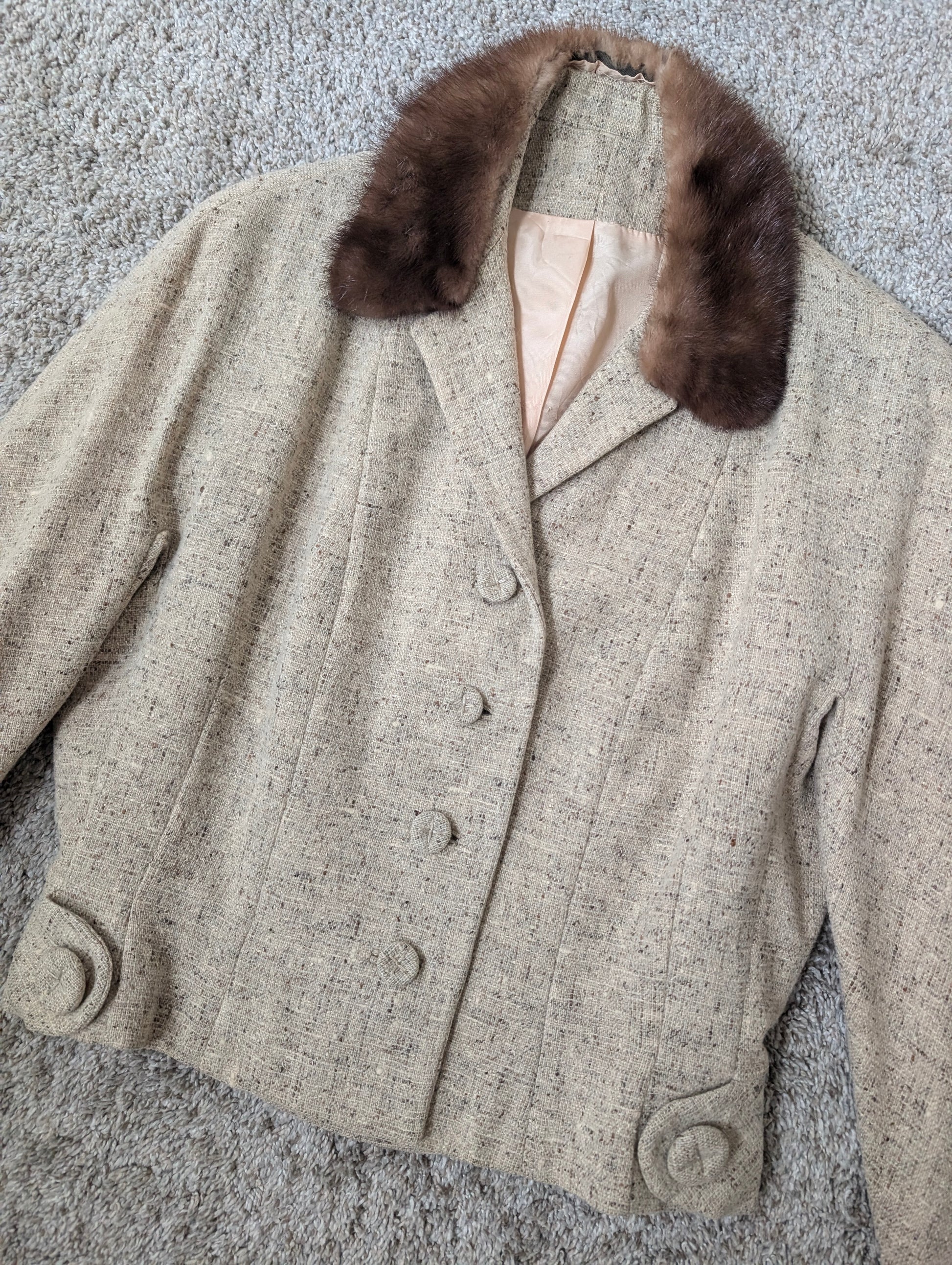 1950s wool blazer with fur collar Jacket Rad Bonnie's Vintage