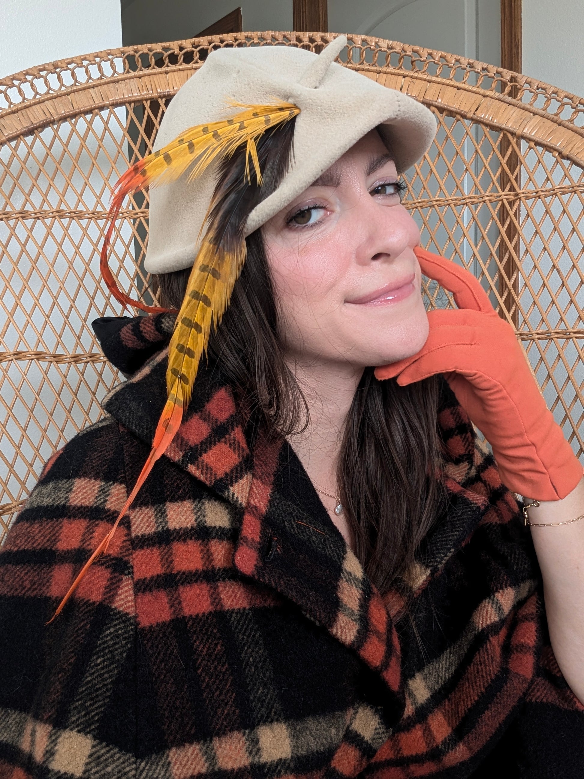 1940s teardrop feather hat hat Rad Bonnie's Vintage