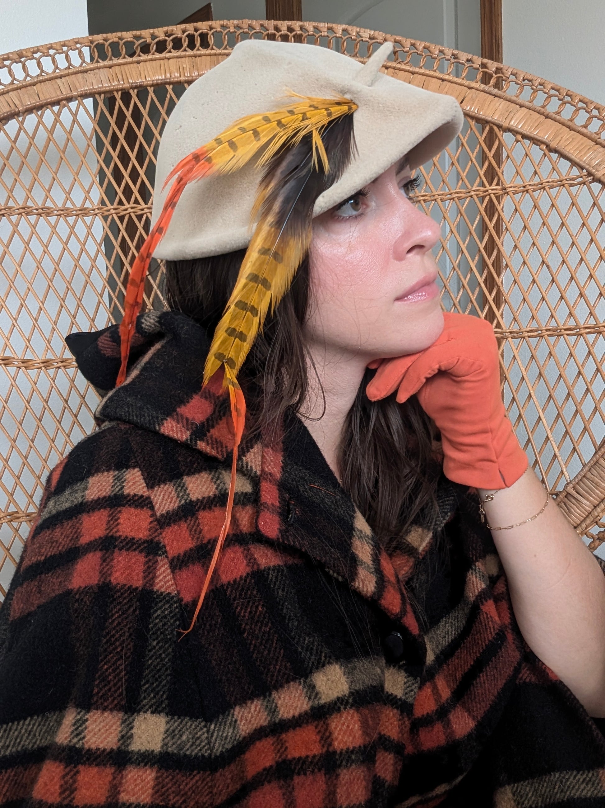 1940s teardrop feather hat hat Rad Bonnie's Vintage