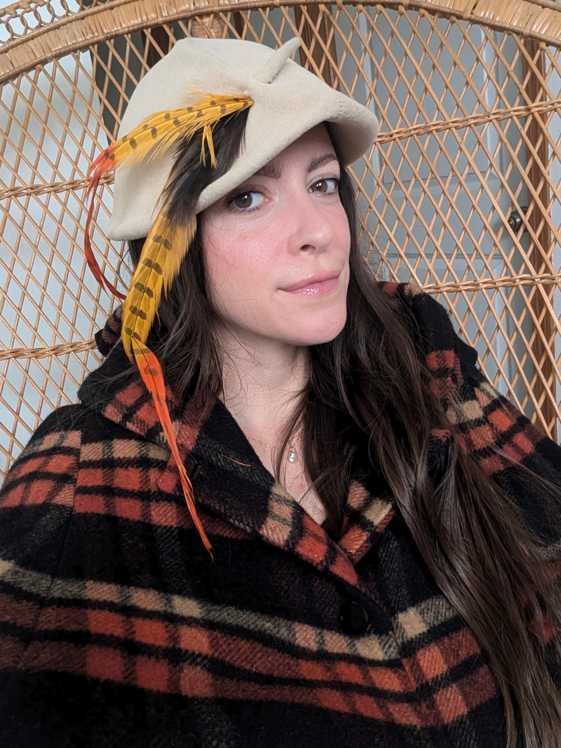 1940s teardrop feather hat hat Rad Bonnie's Vintage