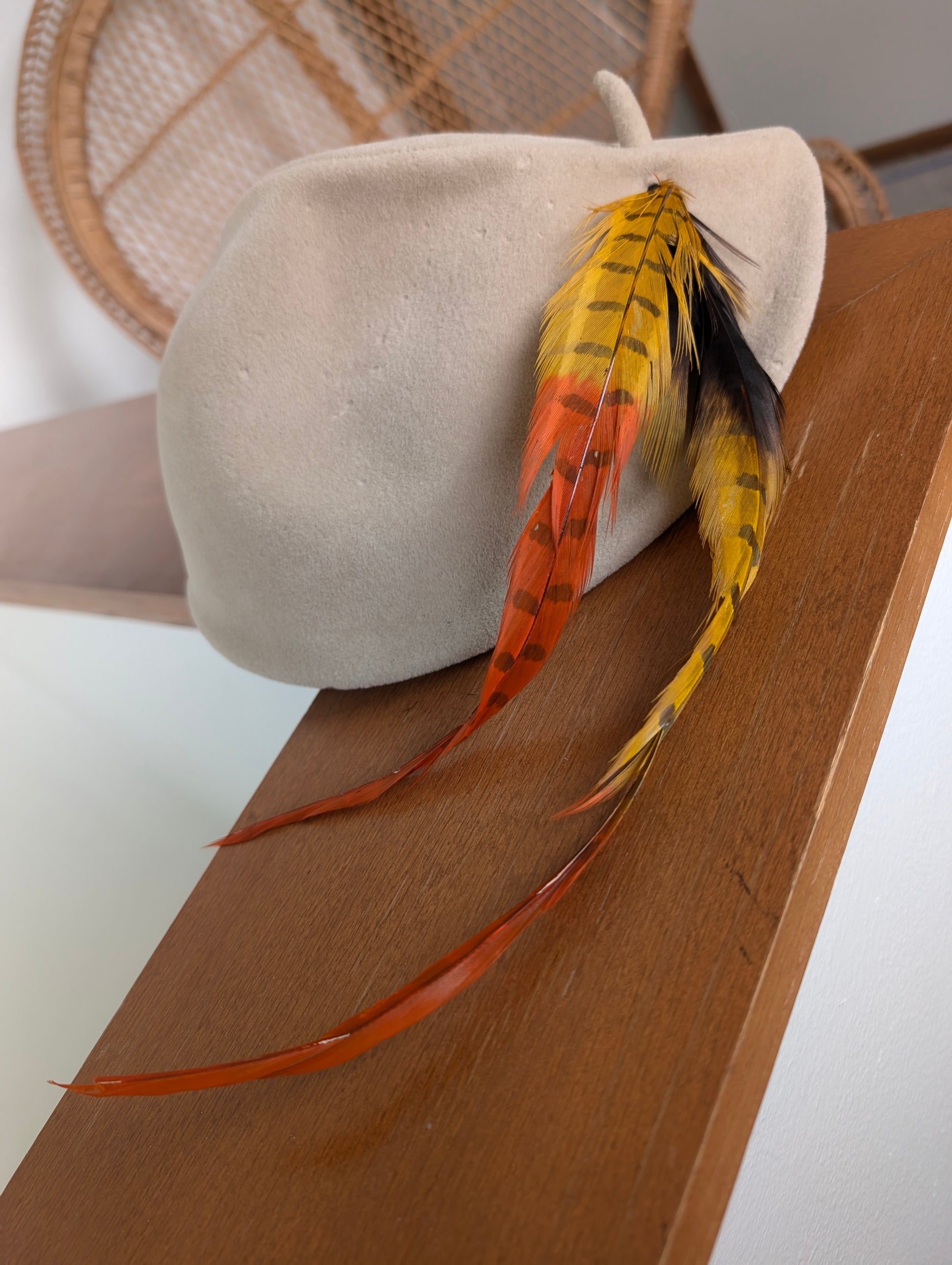 1940s teardrop feather hat hat Rad Bonnie's Vintage
