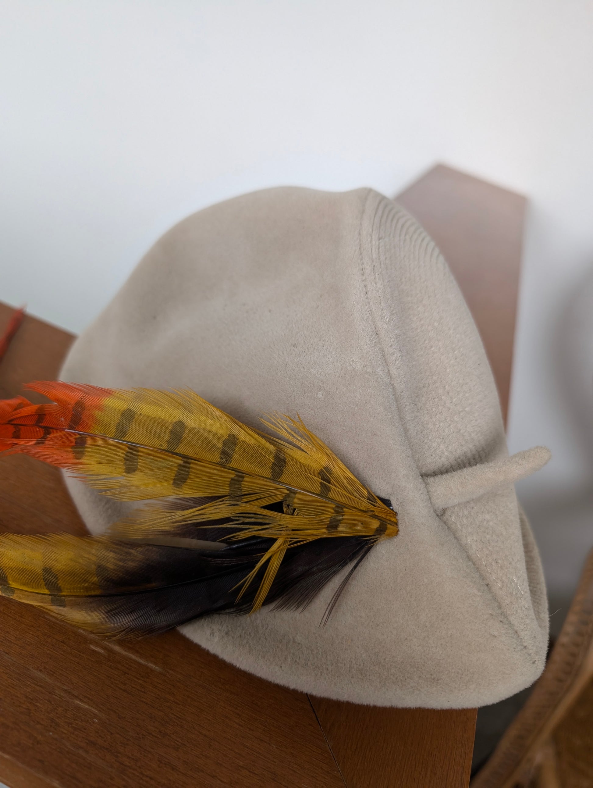 1940s teardrop feather hat hat Rad Bonnie's Vintage